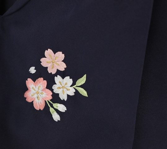 卒業式袴単品レンタル[刺繍]紺色に桜と扇の刺繍[身長168-172cm]No.808